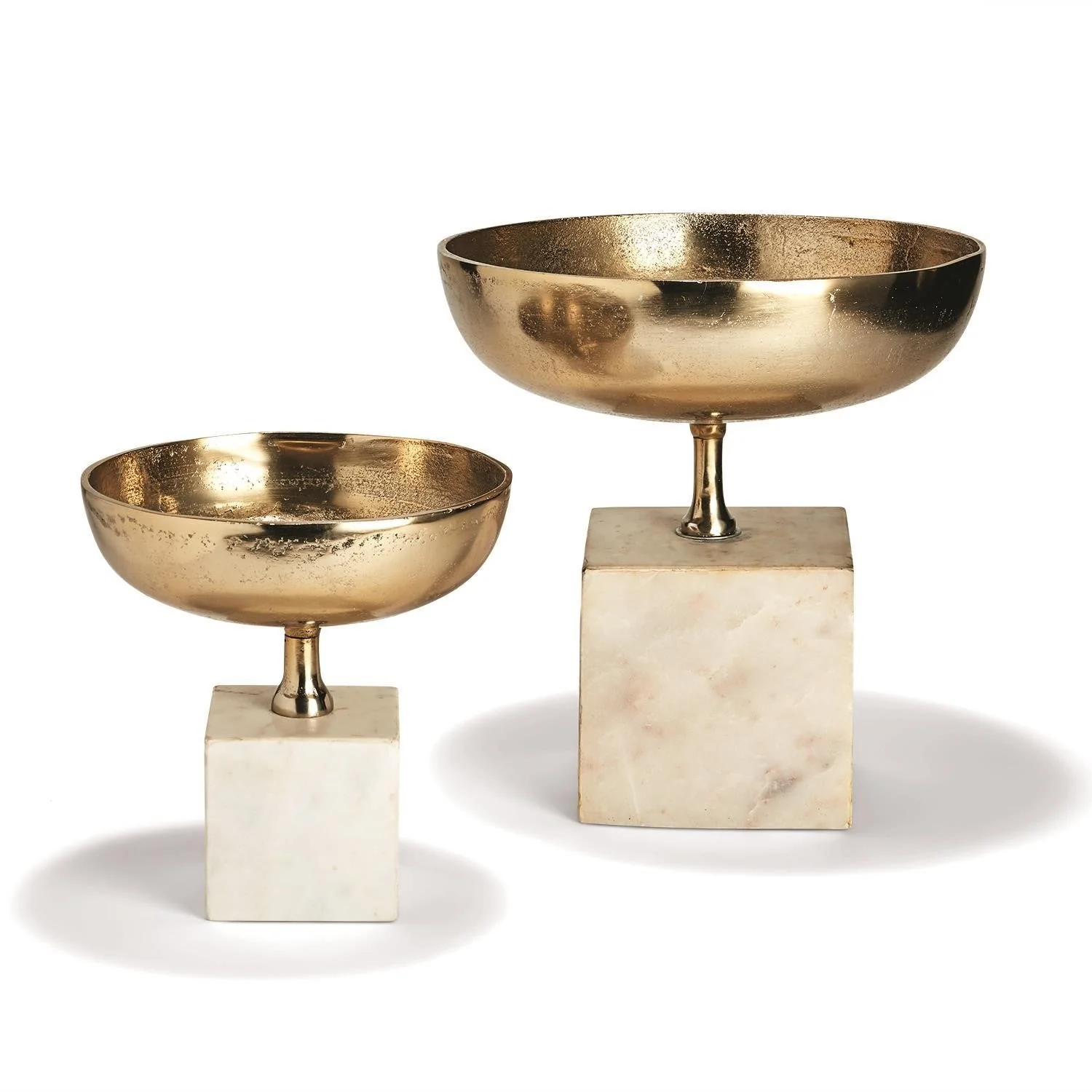 Chalice Bowl Sculptures on Marble Base - Set of 2